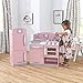 KidKraft Retro Wooden Play Kitchen and Refrigerator 2-Piece Set with Faucet, Sink, Burners and Working Knobs, Pink, Gift for Ages 3+