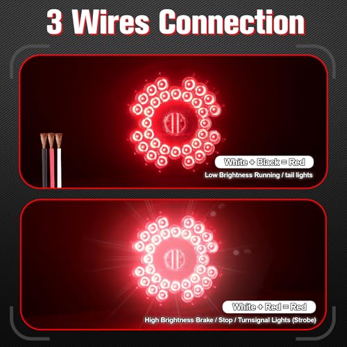 Image of 2PCS 7 inch 36 LED Round Trailer Tail Lights (Red)