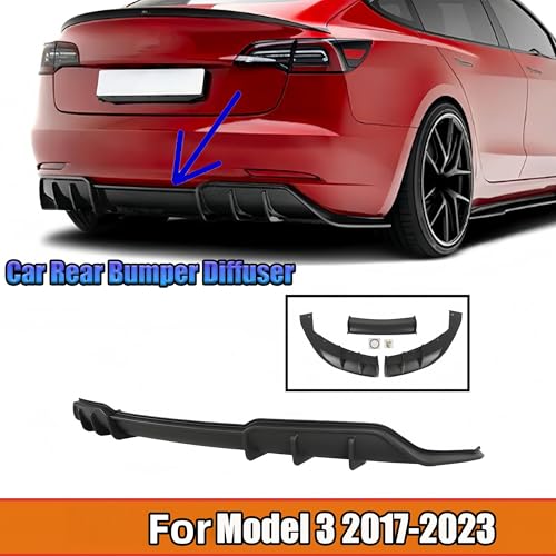 Difusor parachoques trasero Tesla Model 3 2017-2023 kit de labio inferior 2