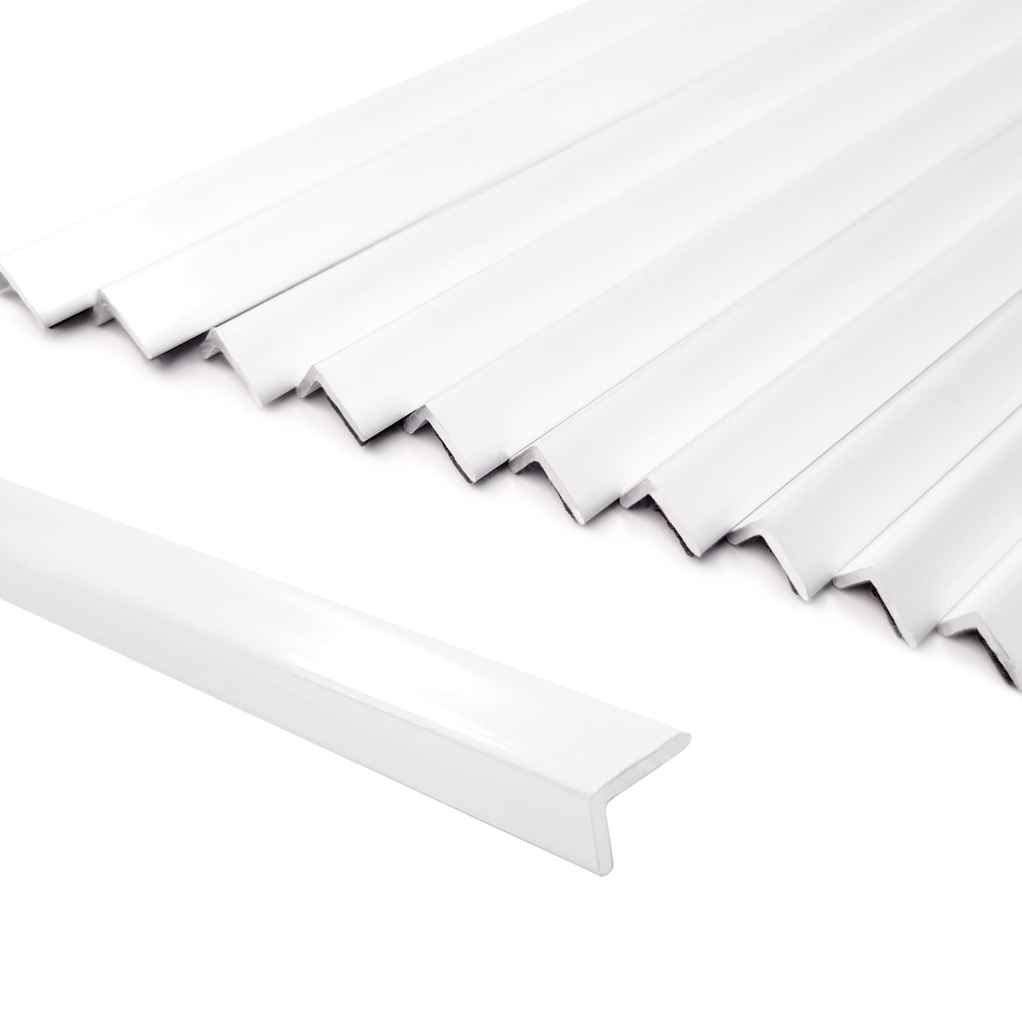 SUNWINGS 10-pak 30 cm odklej i przyklej, aluminiowe wykończenie płytek, dekoracyjne wykończenie krawędzi kuchennej, samoprzylepna wkładka do płytek, matowa biel, średnia