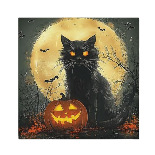 Servilletas de tela Halloween gato negro set 6 20x20 in miniatura 1
