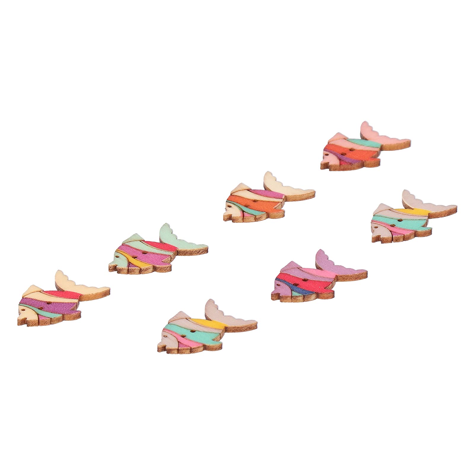 SiAura Material ® - 50 Boutons En Bois Poisson 18 X 25 Mm, 2 Trous