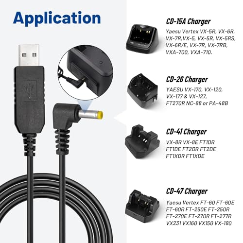 Cargador USB para Yaesu walkie talkie FT-60 FT-60R VX-7R CD-41 cables 3