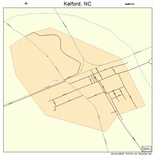 Large Street & Road Map of Kelford, North Carolina NC Printed poster