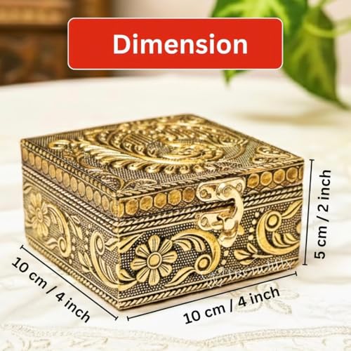 Image of Trendifly Wooden Oxidised Jewellery Organiser Storage Box Small For Women | Wood Jewel Necklace Earrings Ring Multipurpose Storage Organizer Box | Wedding Anniversary Pooja Return Gift Favors