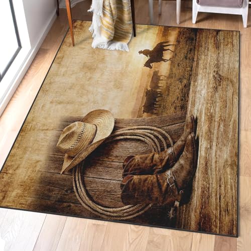Tapete lavable estilo vaquero 5'x7' con respaldo antideslizante miniatura 2