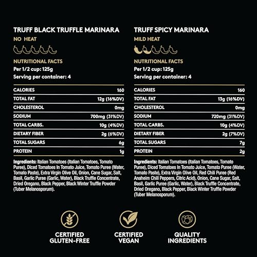Image of TRUFF Pasta Sauce Bundle, Black Truffle Marinara and Spicy Marinara | Flavorful Pair of Regular and Spicy Tomato Sauce for Pasta, Pizza, and More | Non-GMO, Vegan, Bundle of 2