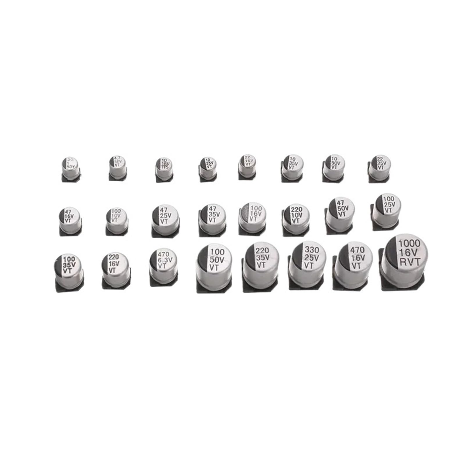 400 Uds 24 valores 1uF-1000uF condensador electrolítico Kit surtido caja 10V-50V juego de aluminio