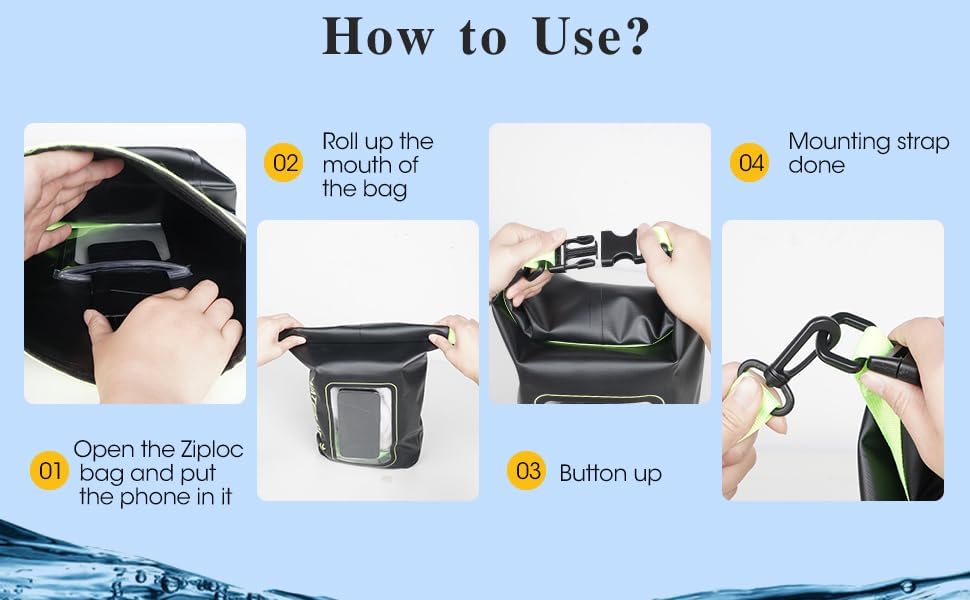 Miniatura 5 de Bolsa seca impermeable IP68 para hombres y mujeres, 2L y 5L - Bolsa impermeable para teléfono de piscina, accesorios para navegación y kayak,