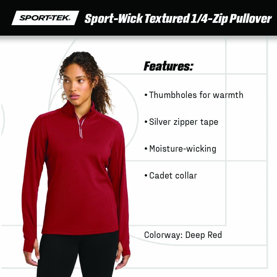 SPORT-TEK Women's Sport-Wick Textured Quarter Zip Pullover - Image 5