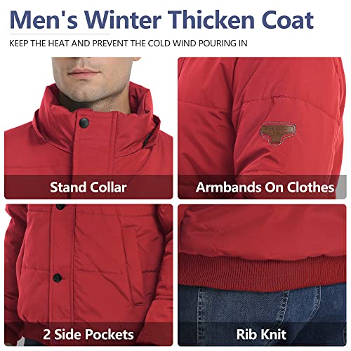Heihuohua Men's Winter Thicken Coat Warm Puffer Jacket with Removable Hood4
