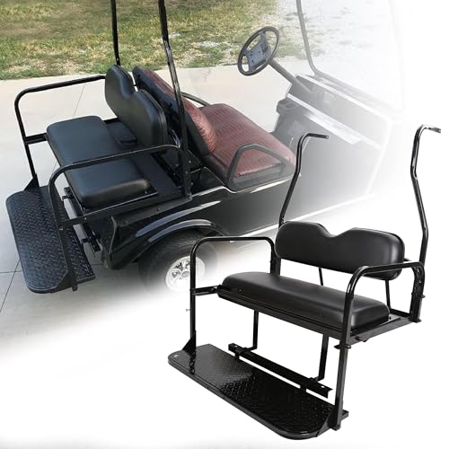 ECOTRIC Rear Flip Folding Seat Kit Compatible with 2000-2014 Club Car DS Model Golf Cart 400 lbs Weight Capacity - 2 packages