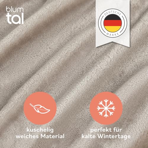 Blumtal Oeko-TEX zert. Plüsch Spannbettlaken 140x200cm warm weiche Beige - Cashmere Touch Bettlaken - warm Spannbettlake