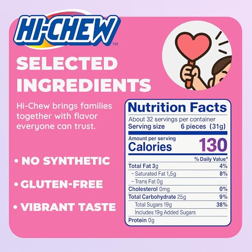 HI-CHEW Assorted Bulk Candy Bag, Green Apple Strawberry Mango Grape, Soft & Chewy Candy 2lb - 185+ Pieces Individually Wrapped - Made with Immensely Juicy Fruity Flavors