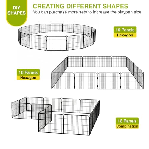 Image of BestPet Dog Playpen 24 Inch 16 Panels Heavy Duty Metal Pet Exercise Pen Indoor Outdoor Fence Panels Anti-Skid Expandable Design