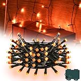 cshare Orange String Lights Battry Operated with Timer Waterproof, Halloween String Lights for Outside 16.4ft 50LED Indoor Outdoor Halloween Decorations Garland Party Patio Garden Yard Pathway