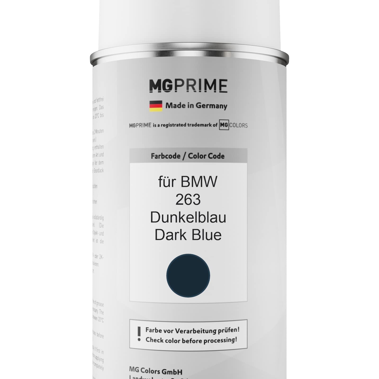 MG PRIME Peinture Voiture Bombes Aérosols Pour BMW 263 Dunkelblau/Dark Blue Peinture De Base Vernis Clair Aérosol 400ml