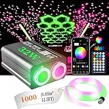 VASTFIRE Dual-Color Starlight Headliner Kit - 1000 Fibers Music Sync 32W RGBW Fiber Optic Car Ceiling Lights for Trucks, SUVs, Jeep Wrangler (2018-2024) | Twinkle Effects | Bluetooth App Control