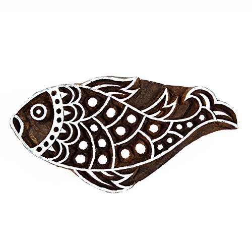 Bloc impression textile bois pour atelier créatif customisation tissu motif poisson - 2