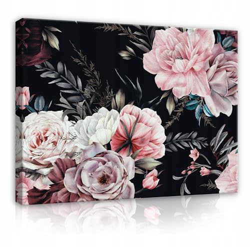 WallArena - Impression sur toile - Pivoines - 60x40 cm - Tableau decoration murale - Tableau mural XXL grand format pour salon, chambre à coucher - Impression...