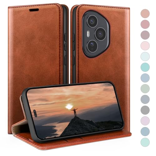 Coque Honor 400 Pro en cuir premium marron avec clapet élégant et protection anti-RFID