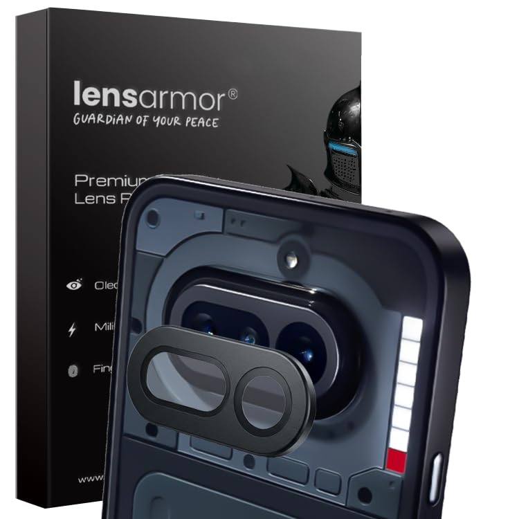 Image of Lensarmor Camera Lens Protector for Nothing Phone 4a 5G / Nothing Phone (4a), Black Ring, HD Clear Scratch Resistant Lens Guard with Precise Cutout, Case Friendly Camera Protection