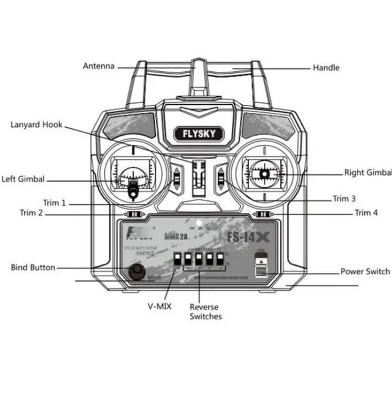 Image of Robocraze FlySky FS-i4X 2.4GHz 4CH AFHDS R /C Transmitter with FS-A6 Receiver