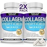 Toplux Multi Collagen Peptides Pills 1800 Mg Complex - Type I, II, III, V, X Premium Collagen Complex for Better Skin & Hair, Strong Joint, Hydrolyzed Protein, for Men Women, 90 Capsules, Supplement