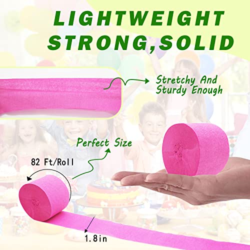 Pink Crepe Paper Streamers 8 Rolls, Party Streamers For Birthday Wedding Baby Bridal Shower Decorations Halloween Christmas Craft Supplies (1.8 Inch X 82 Ft/Roll，656Ft ) #TOP1