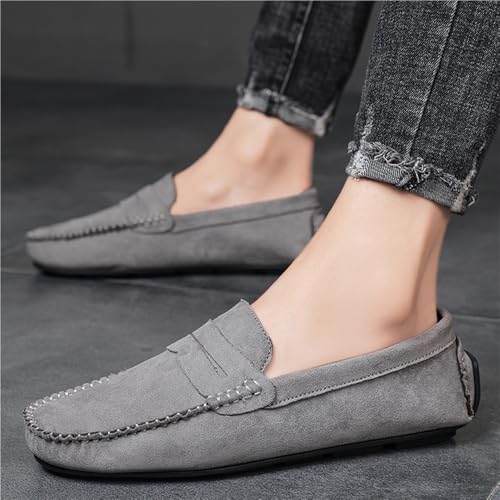 Men's Loafers Genuine Leather Round Toe Suede Vamp Loafer Comfortable Flat Heel Anti-Slip Outdoor Slip On4