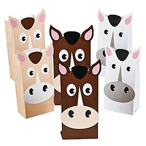 Fun Express Set of 24 Horse Theme Treat Bags in Beige, Brown and White - //coolthings.us