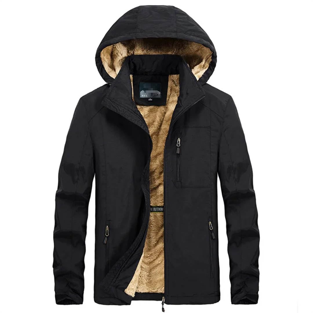 Giacca a vento da uomo in pile bomber imbottito in cotone cappello staccabile