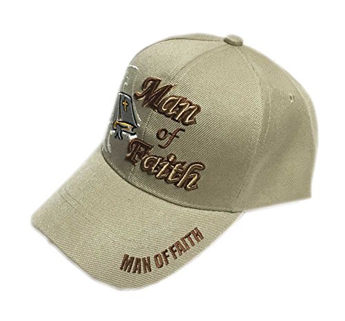Aesthetinc Christian Bible Verse Print Man Of Faith Jesus Christ Cap Hat 3D Embroidery Event Gift (Man Of Faith Khaki) #TOP2