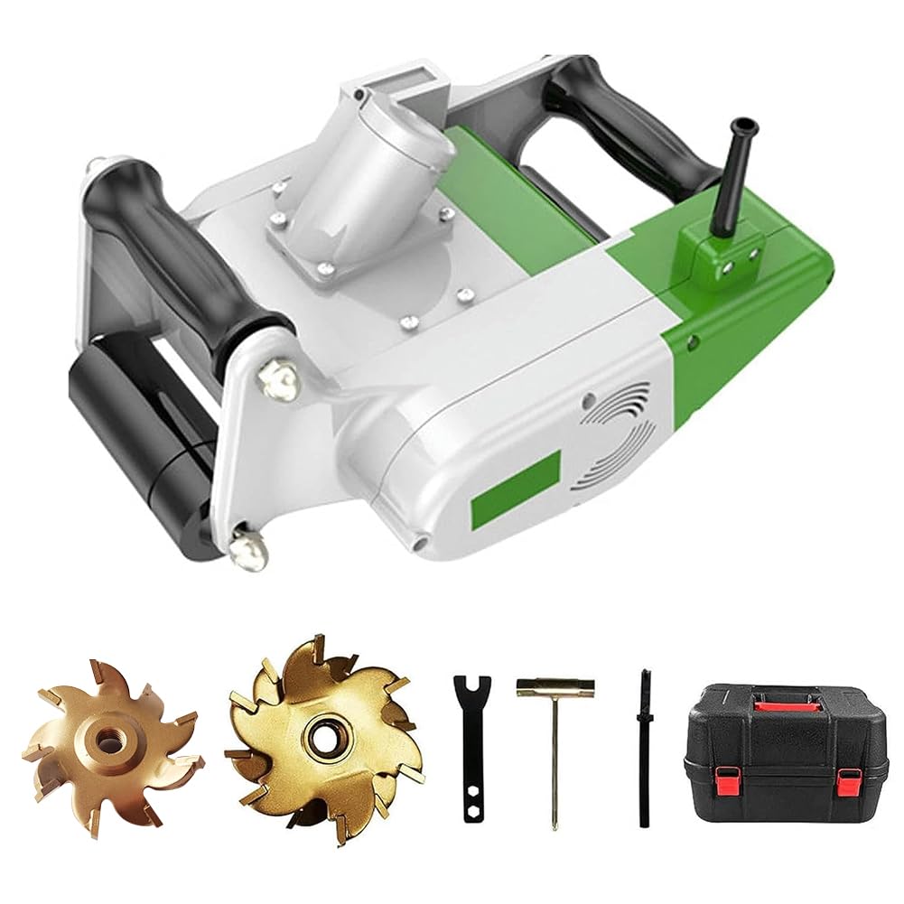 HCLSHOP Grooving Machine, Handheld Wall Chaser 1200W Electric Brick Cutter Adjustable Groove Cutting Machine for Wall, Floor, Lightweight Bricks,25mm+35mm(25mm+35mm)