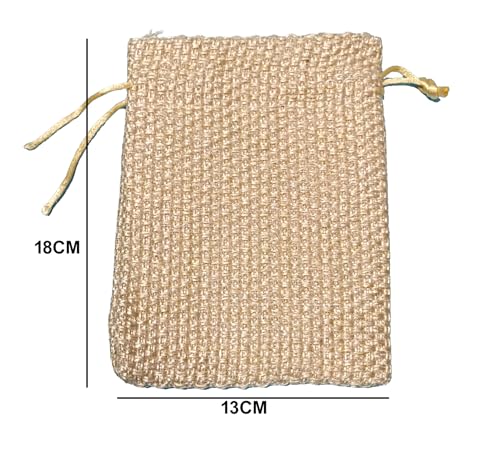 Image of 3A Featuretail 13CM X 18CM Small Drawstring Bags Pouches Potli for Gift Wedding Jewelry Packaging Bridal Party Favors for Women (25 pc Pack, Beige Color Jute)