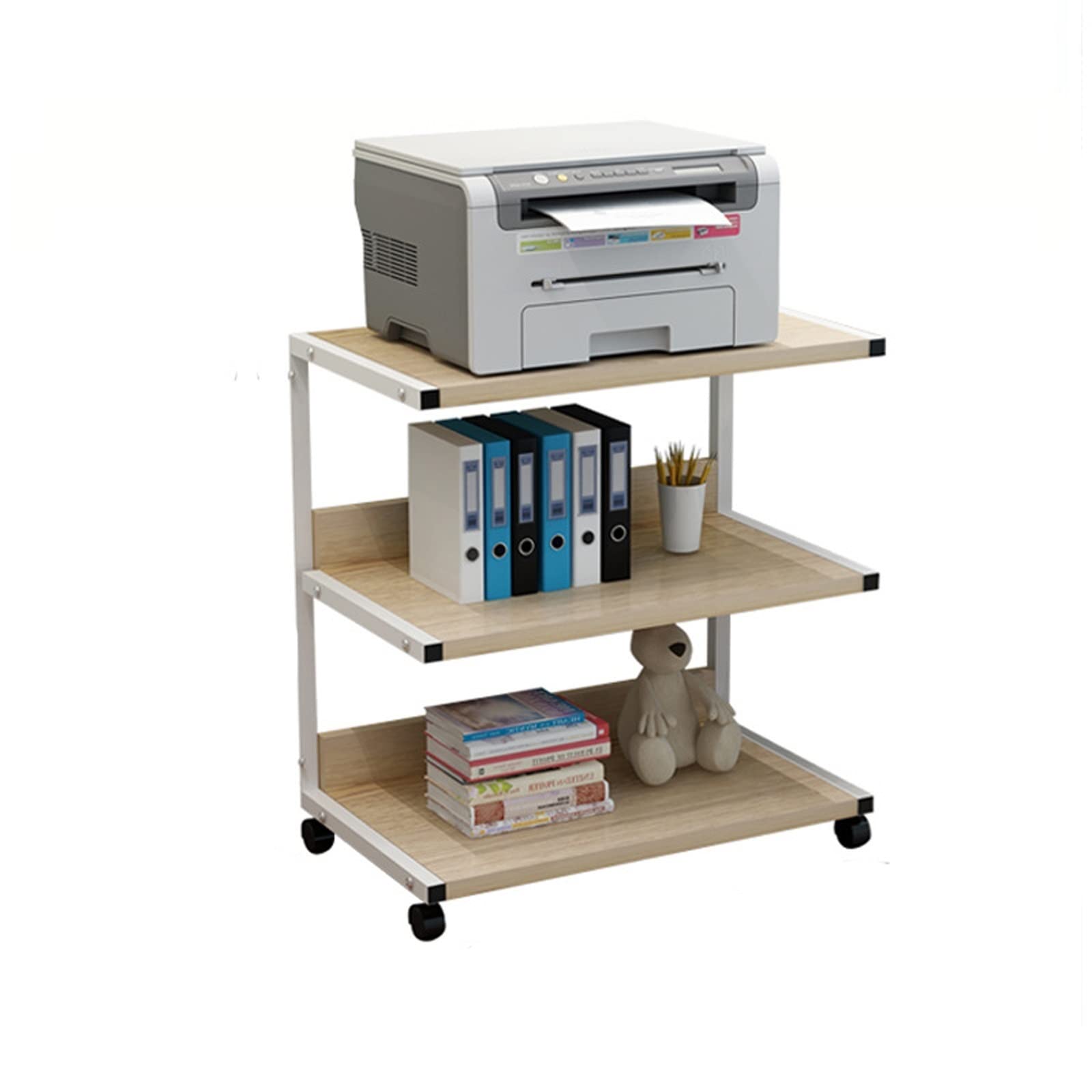 Stand di Stampa per Ufficio Carrello della stampante mobile Carrello 3 Layer Shelf Roller Stampante Stampante moderna Stampante Home Office Storage & Organizzazione con rack multifunzione Staffa Scann