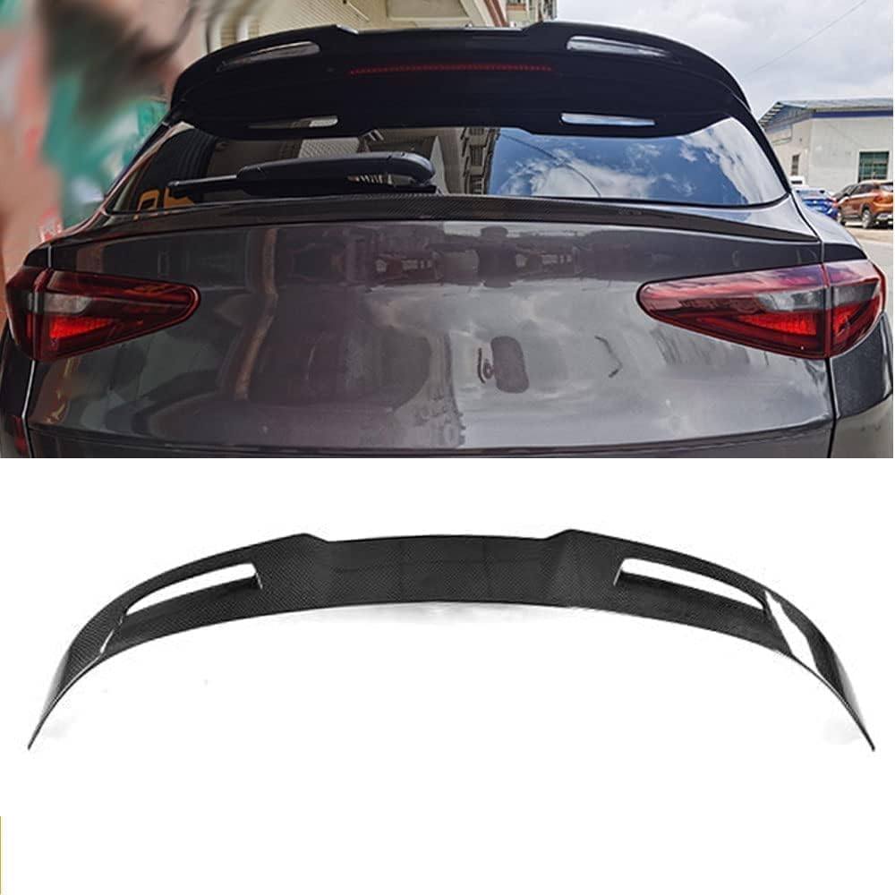 Car Rear Trunk Spoiler for Alfa Romeo Stelvio Base Sport Ulitity TI Quadrifoglio 2017 2018, Rear Trunk Roof Tailfin Spoiler Lip Molding Tail Wing Car Exterior Accessories