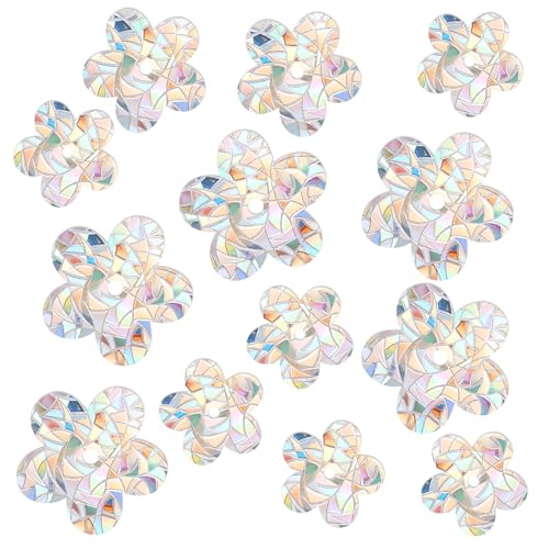 Lot de 39 autocollants de fenêtre Prism en PVC - Anti-collision - Protection contre les oiseaux - Arc-en-ciel - Forme circulaire - Attrape-soleil - Décoration pour arrêter les oiseaux - Fenêtre de