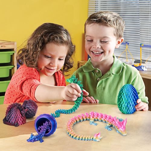 Merrwon 3D Printed Dragon Egg With Dragon (28.5Cm) Inside, 3D Printer Articulated Crystal Animals Fidget Toys And Decoration, Graduation Gift For Kids, Teens, Boys, Girls (Laser Dark-Green) - 8