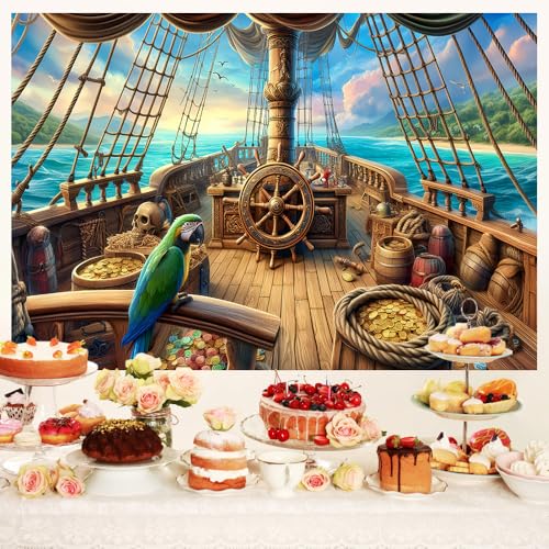 Fondo Vintage Pirata 10x8ft con Tema Náutico miniatura 6