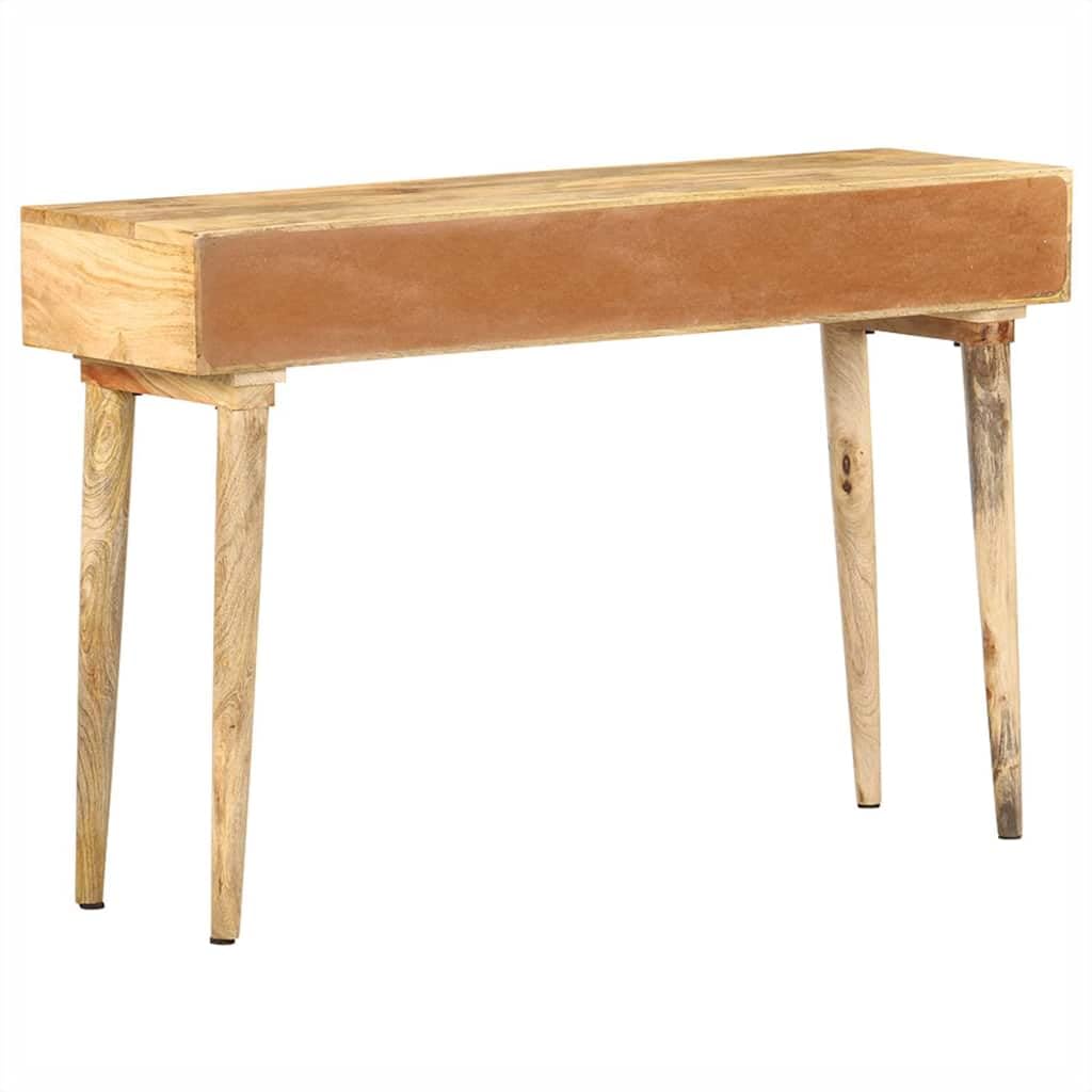 Stolik konsolowy z litego drewna mango, 115 x 35 x 76 cm, z szufladą i półką, stolik pomocniczy i stół ozdobny do salonu, korytarza, biura, półki i dekoracji