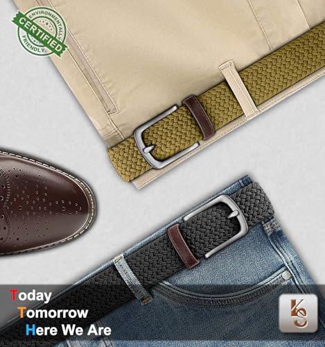 Image of KEMISANT Men's Golf Belt Nulti-pack, Braided Woven Stretch Belt for Gift Men Casual Jeans Sports Work 1 3 /8 inch