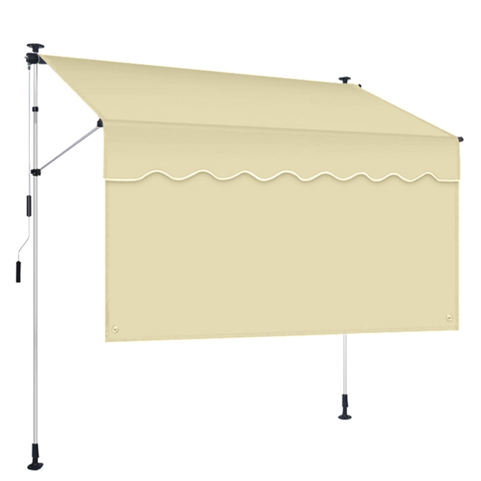 CTREVL Retractable Patio Awning, Manual Retractable Awnings for Patio with Privacy Curtain, Manual Retractable Awning Adjustable angle and height for Backyard Garden Balcony(Beige,2m/6.5ft)