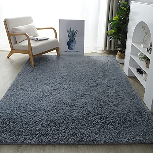Rugs Living Room Large,Washable Grey Area Rugs for Bedroom, Anti Slip Modern Super Soft Thick Pile Small Fluffy Shaggy Rug Non Shedding,grey 2,80 * 150cm — image 1