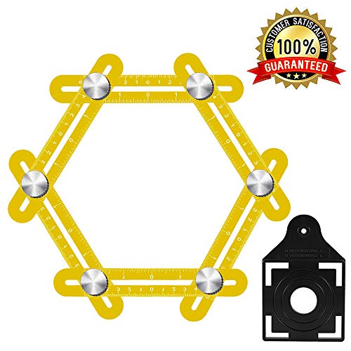 KEGOUU Multi Angle Layout Ruler,Universal Angle Measuring Ruler Metal Aluminum Alloy Template Tool,Ultimate Angle Finder Marking Tool with Velvet Protect Pouch for Craftsmen,Handymen,Builders,DIY-ers