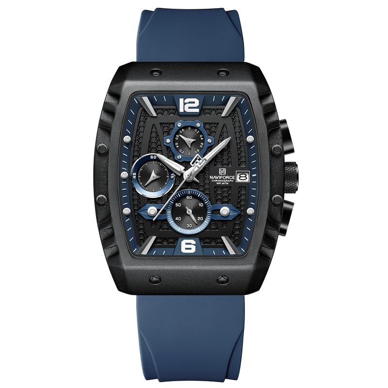 NAVIFORCE Silicone Men Analog Sports Chronograph Date Silicon Strap Quartz Watch -Nf8025, Dial Color_Blue,Band Color-Blue (B0CRB95LRT) Amazon Price History, Amazon Price Tracker