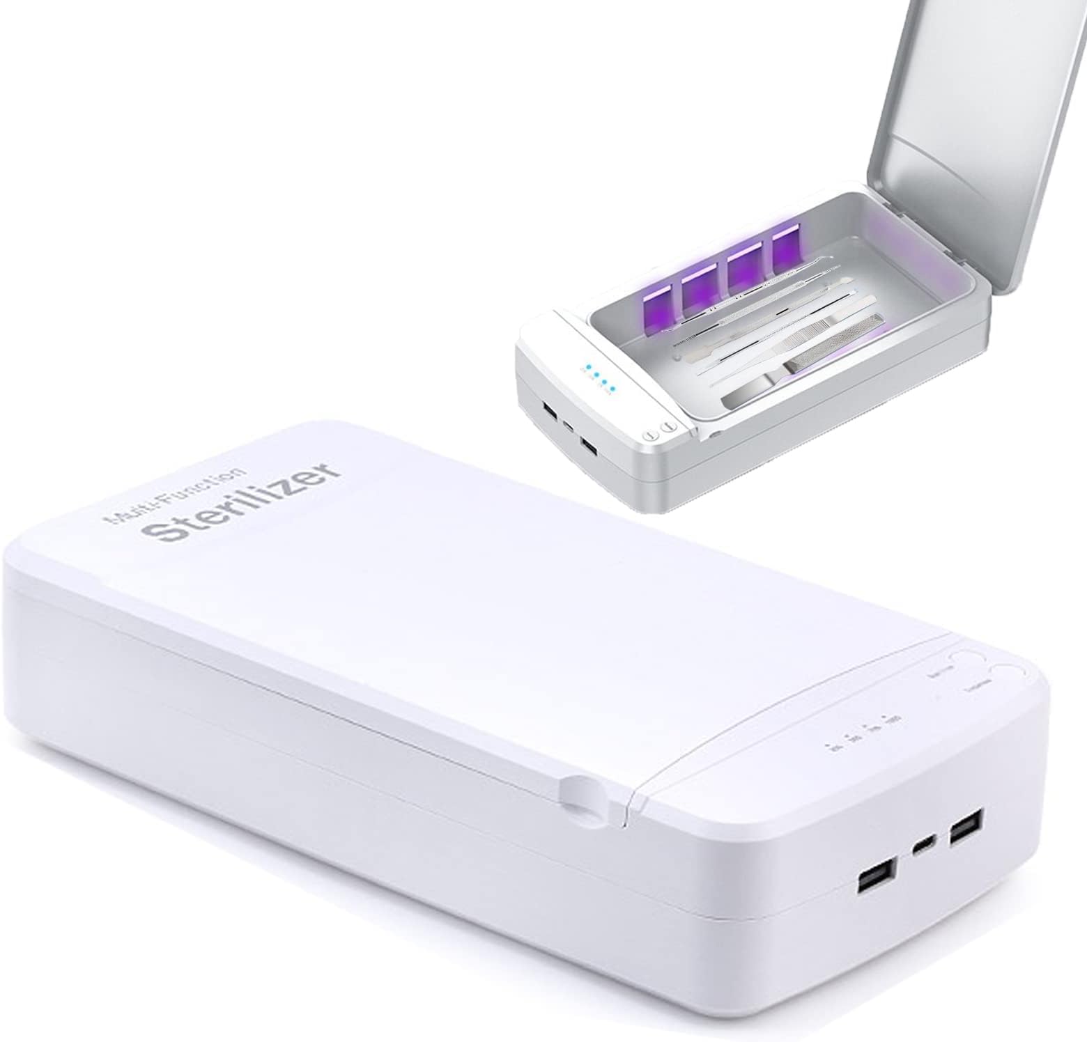 Excefore UV Light Sanitizer Box, Nail Tool Sterilizer with Blue Light, Portable USB Sterilizating Box for Manicure Salon, Tweezers, Tattoo, Scissors, Jewelry, Phone, Watch, Keys