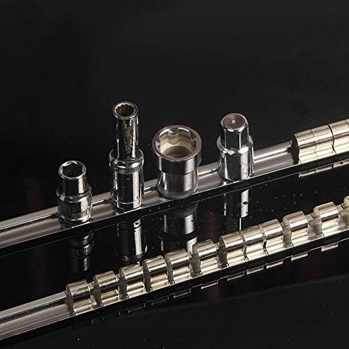 Dekaim Socket Holder, Stainless Steel 8 Positions Socket Rack Storage Rail Tray Holder Tool Stand Shelf Organizer