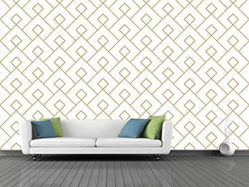 Image of CABANA HOMES Wall Stickers Geometrical DIY Wallpaper for Decals (45 x 125 cm, 2 Rolls) (12 sq. ft) Decorative Self Adhesive Bedroom, Living Room, Office, White