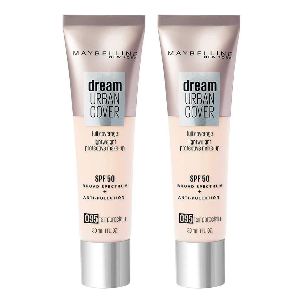 2 x Maybelline Dream Urban Cover Full Coverage Foundation 30ml - 095 Fair Porcelain